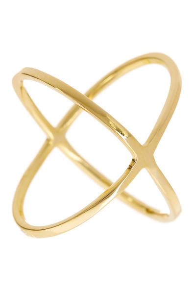 14K Gold Plated Sterling Silver Polished Criss Cross Ring