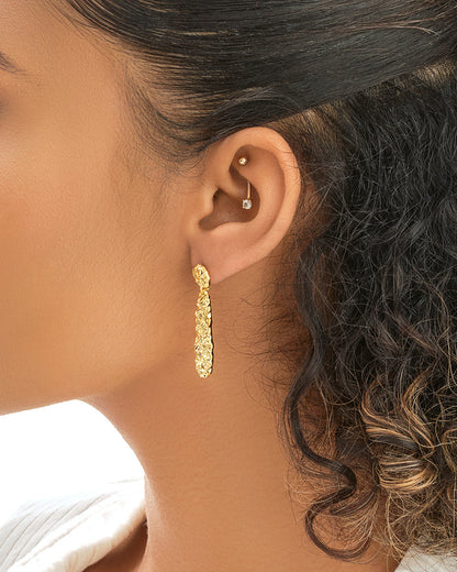 Alina CZ Textured Drop Earrings