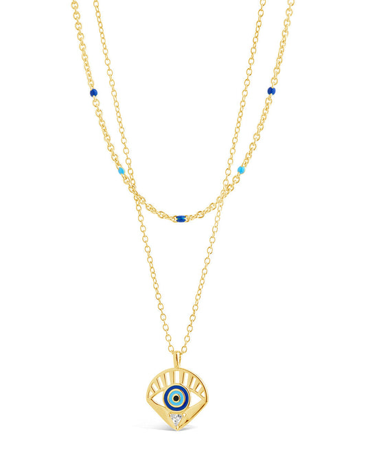 Alessandra CZ & Enamel Evil Eye Layered Necklace