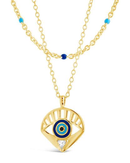 Alessandra CZ & Enamel Evil Eye Layered Necklace