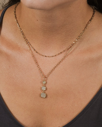 Amy CZ Pendant & Layered Chain Necklace