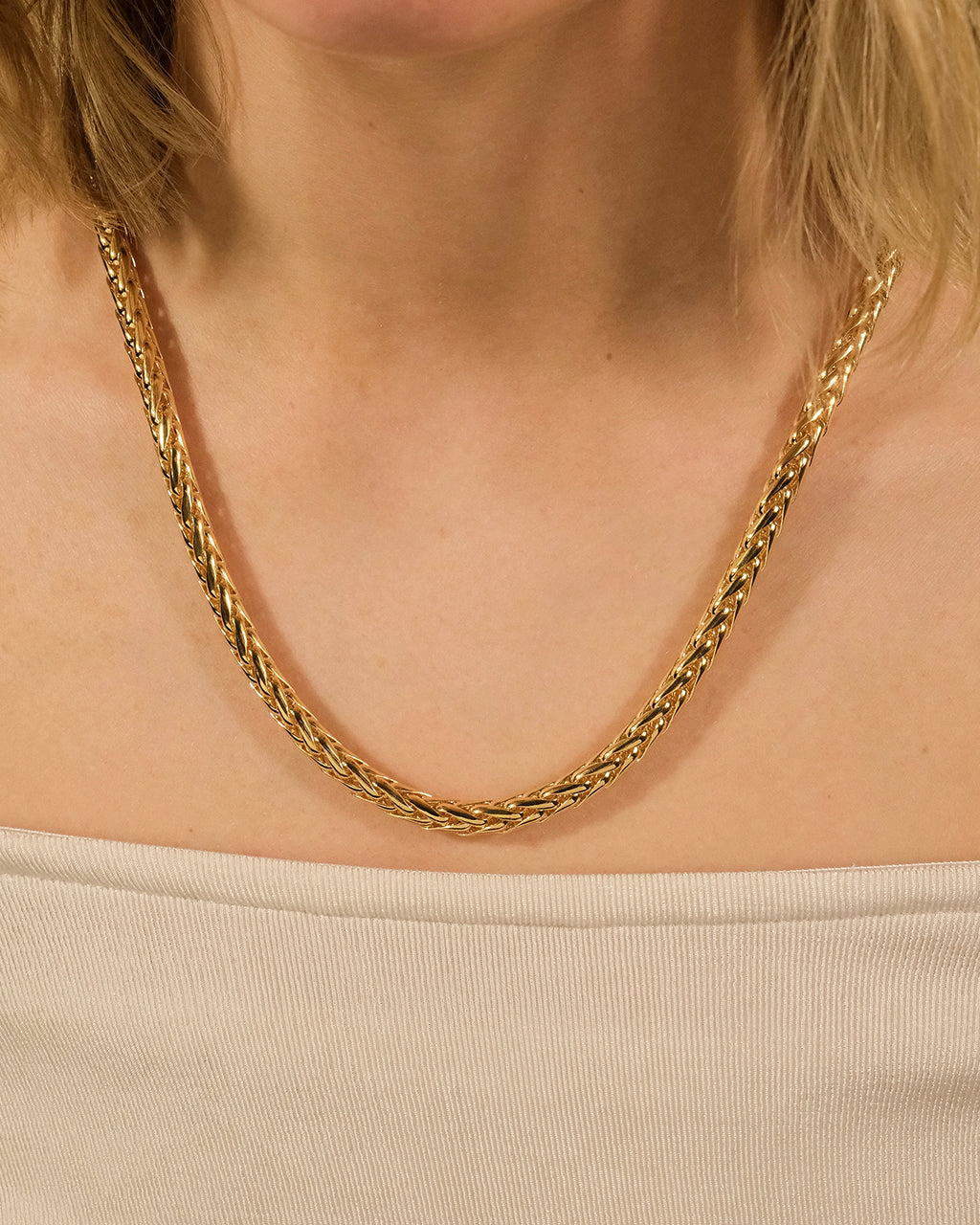 14K Gold Plated Wheat Chain Necklace