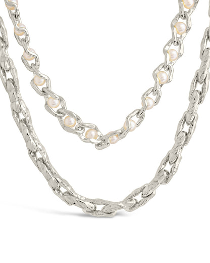 Amedea Pearl & Chain Layered Necklace