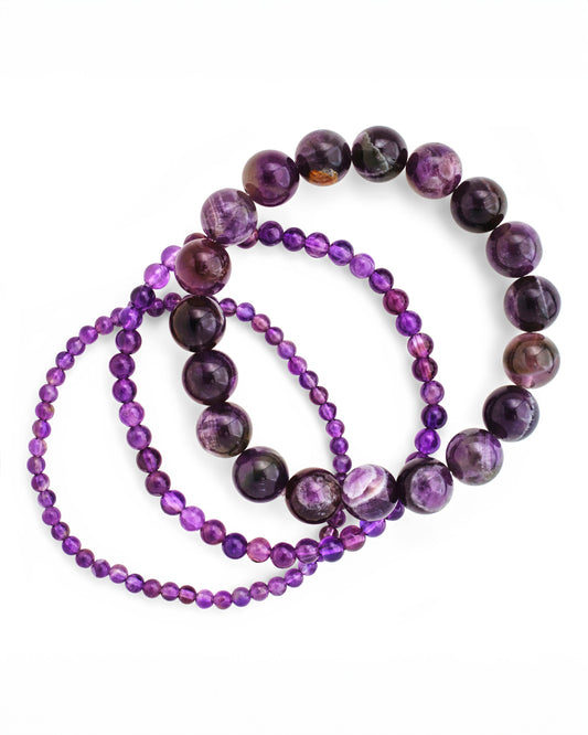 Amethyst Stretch Bracelet Set of 3