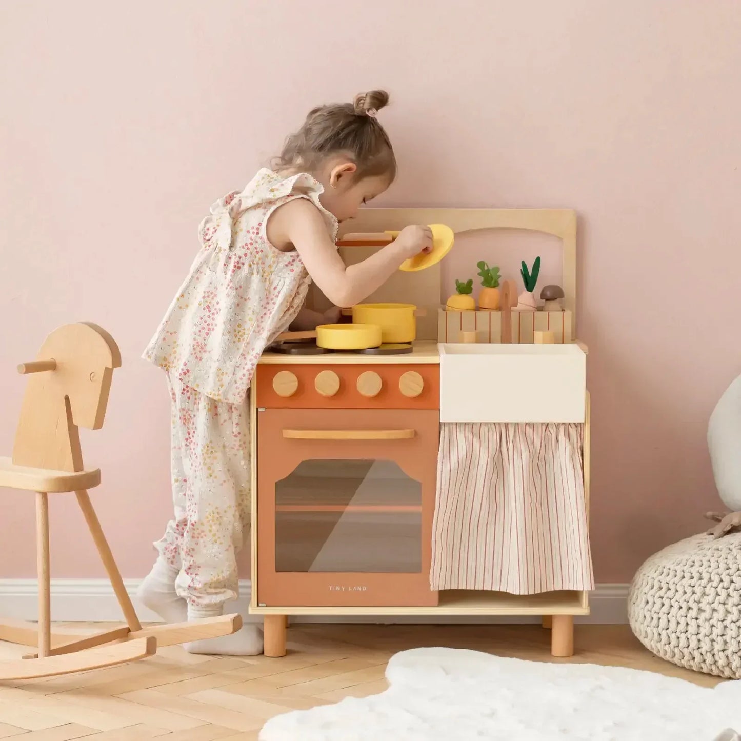 Tiny Land® Modern & Versatile Wooden Kids Play Kitchen